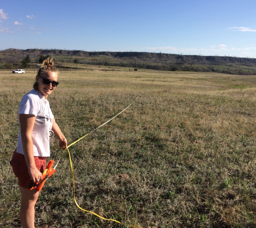 Ellen setting up a transect for the plots